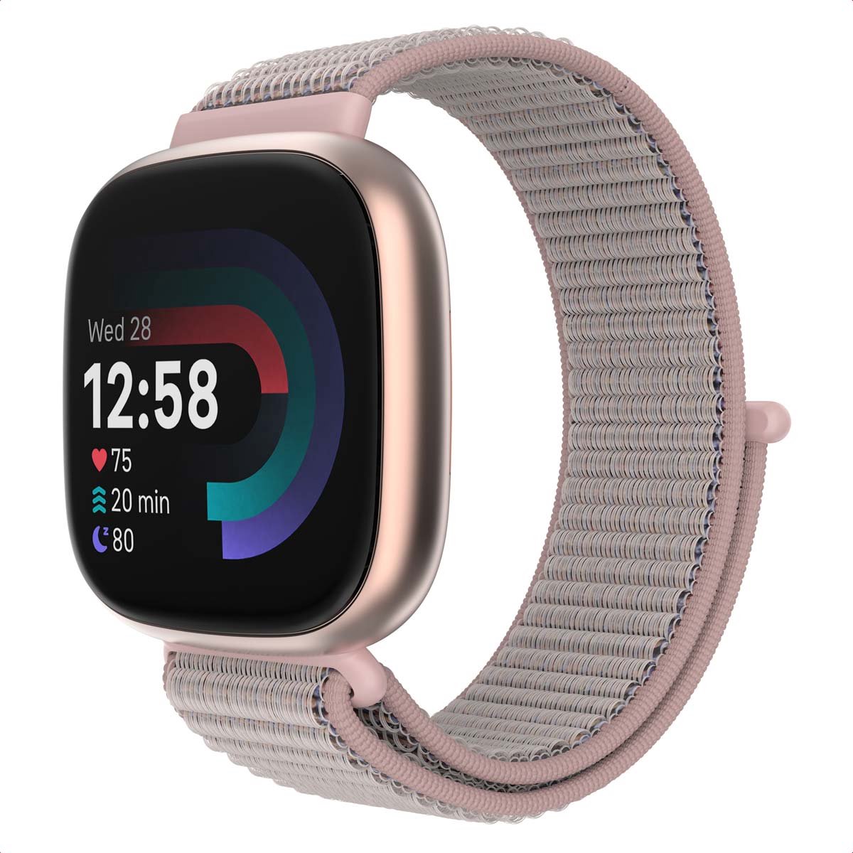 Nylon bandje - Geschikt voor Fitbit Sense/ Versa 3/ Versa 4/ Sense 2 - Roze