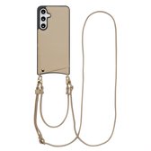 Étui Selencia pour Samsung Galaxy S24 FE - Coque arrière Nova avec cordon et porte-cartes - Beige