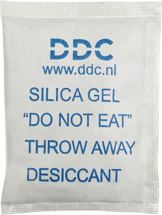 DDC Silica Gel "DO NOT EAT" THROW AWAY DESICCANT zakje.
