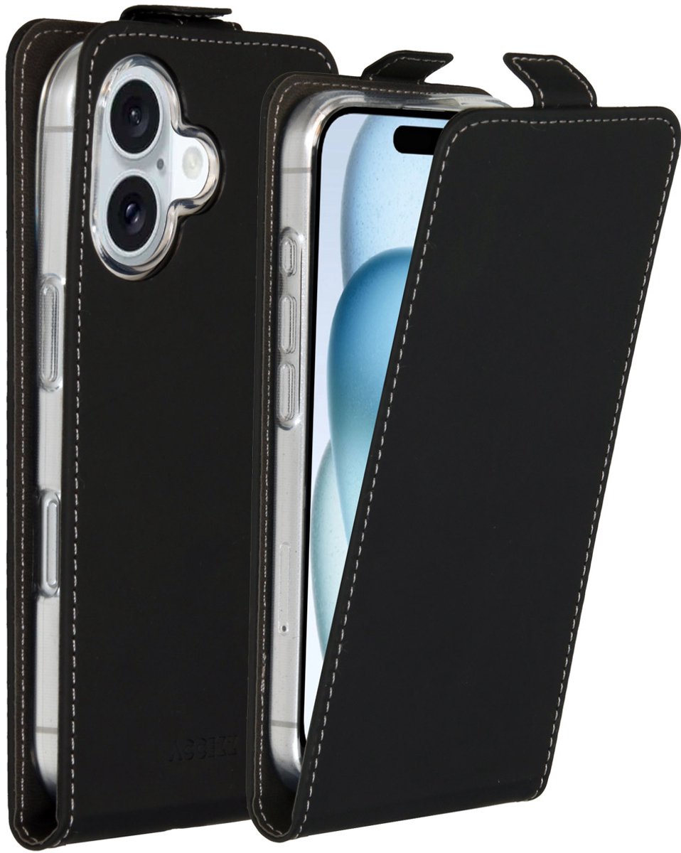 Accezz Hoesje - Geschikt voor Apple iPhone 16 - Flipcase - Zwart