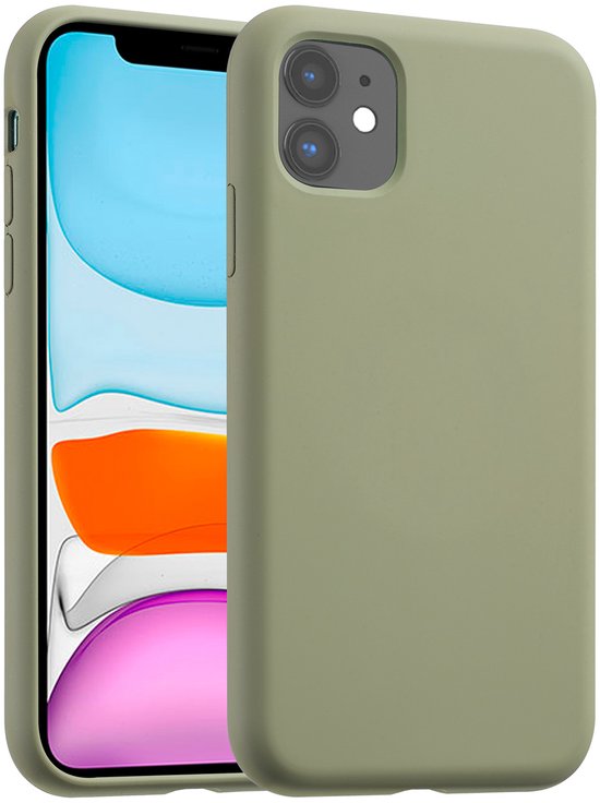 Accezz Coque en Siliconen pour iPhone 11 - Coque arrière en silicone liquide Accezz adaptée pour MagSafe - Vert clair