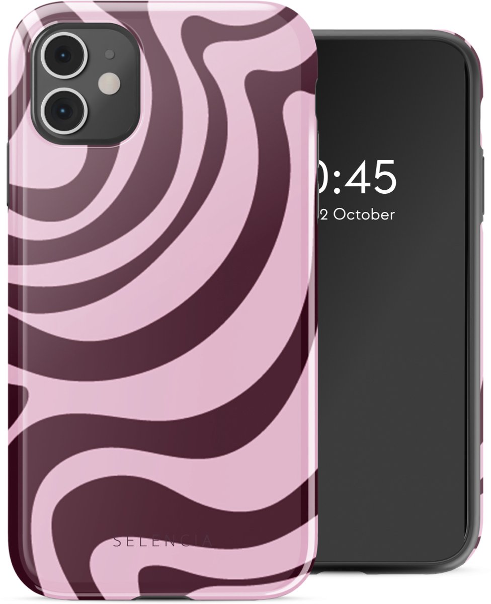 Selencia Hoesje - Geschikt voor Apple iPhone 11 - Backcover - Wavy Swirl Pink Plum