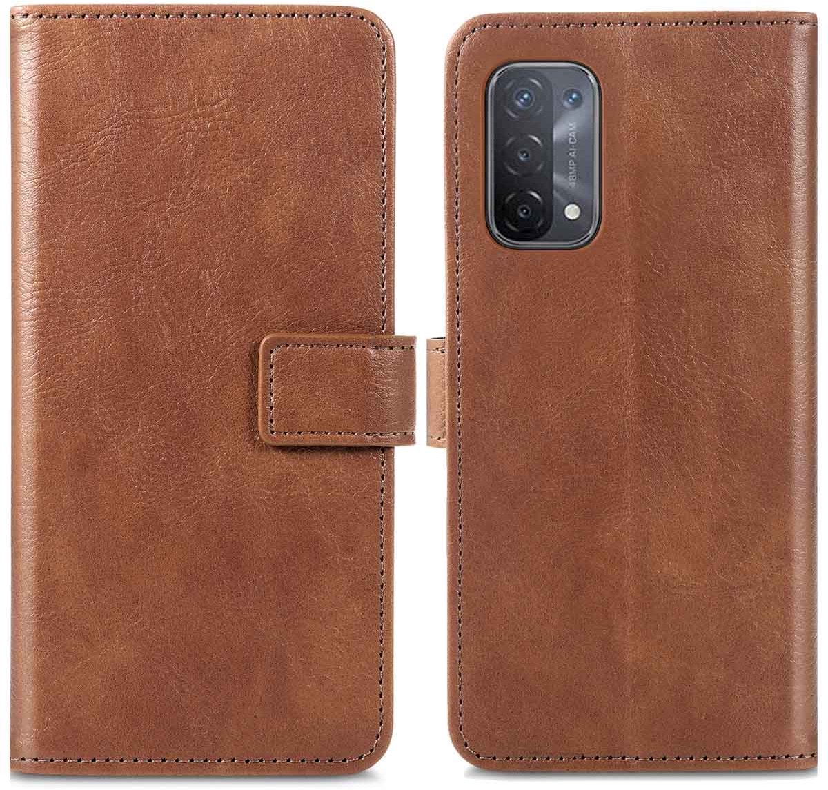 imoshion Hoesje - Geschikt voor Oppo A74 (5G) / Oppo A54 (5G) - Luxe Bookcase - Bruin