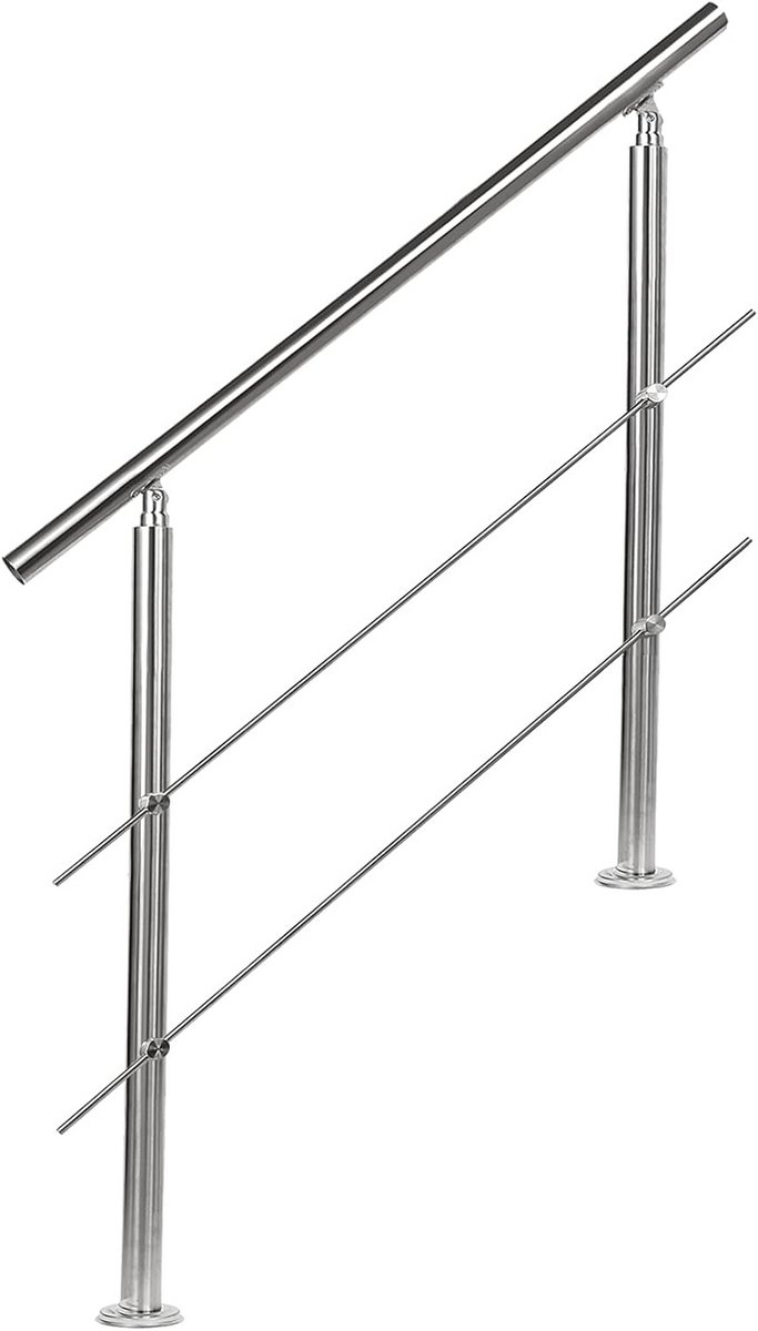 Roestvrijstalen Trapleuning 150 cm voor Binnen en Buiten - Balustrade met 2 Dwarsbalken