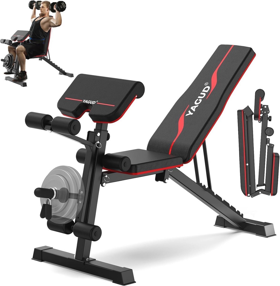 Verstelbare Halterbank voor Thuisgym, Stabiliteit en Krachttraining met 800 lbs Capaciteit