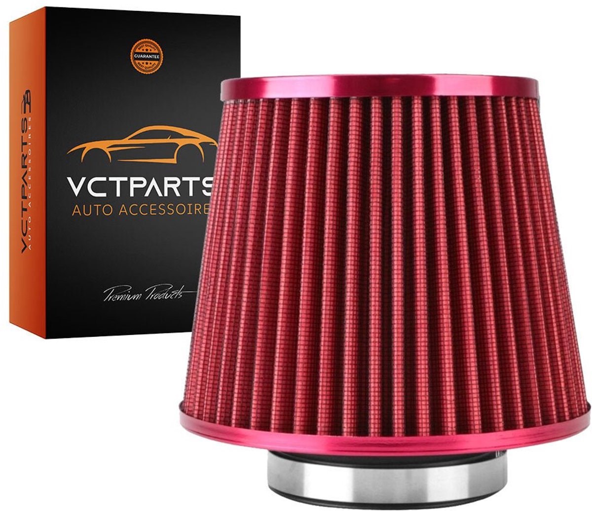 QWORK® sportluchtfilter, 76 mm 3 inch universele luchtkoeling luchtinlaatfilterset, rood
