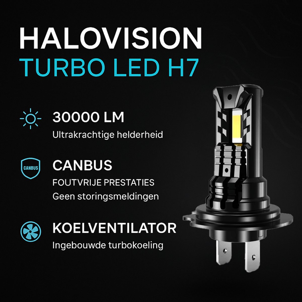 HaloVision Turbo LED Groot Licht + Koplampen H7 + H1 – 25W 5000Lm 6000K Helder Wit – Canbus Plug en Play Dimlicht + Grootlicht LED Set van 4 Autolampen – foto 8