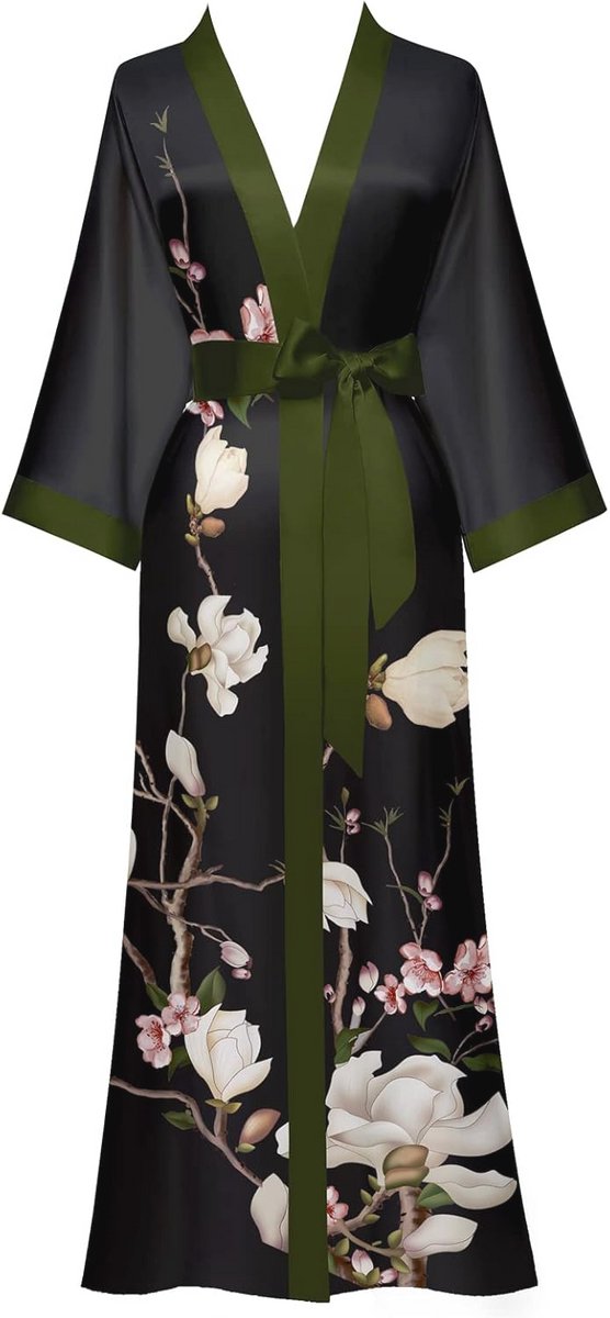 Lange Kimono-Ochtendjas met Bloemen voor Dames - Lichtgewicht, Stijlvol en Comfortabel