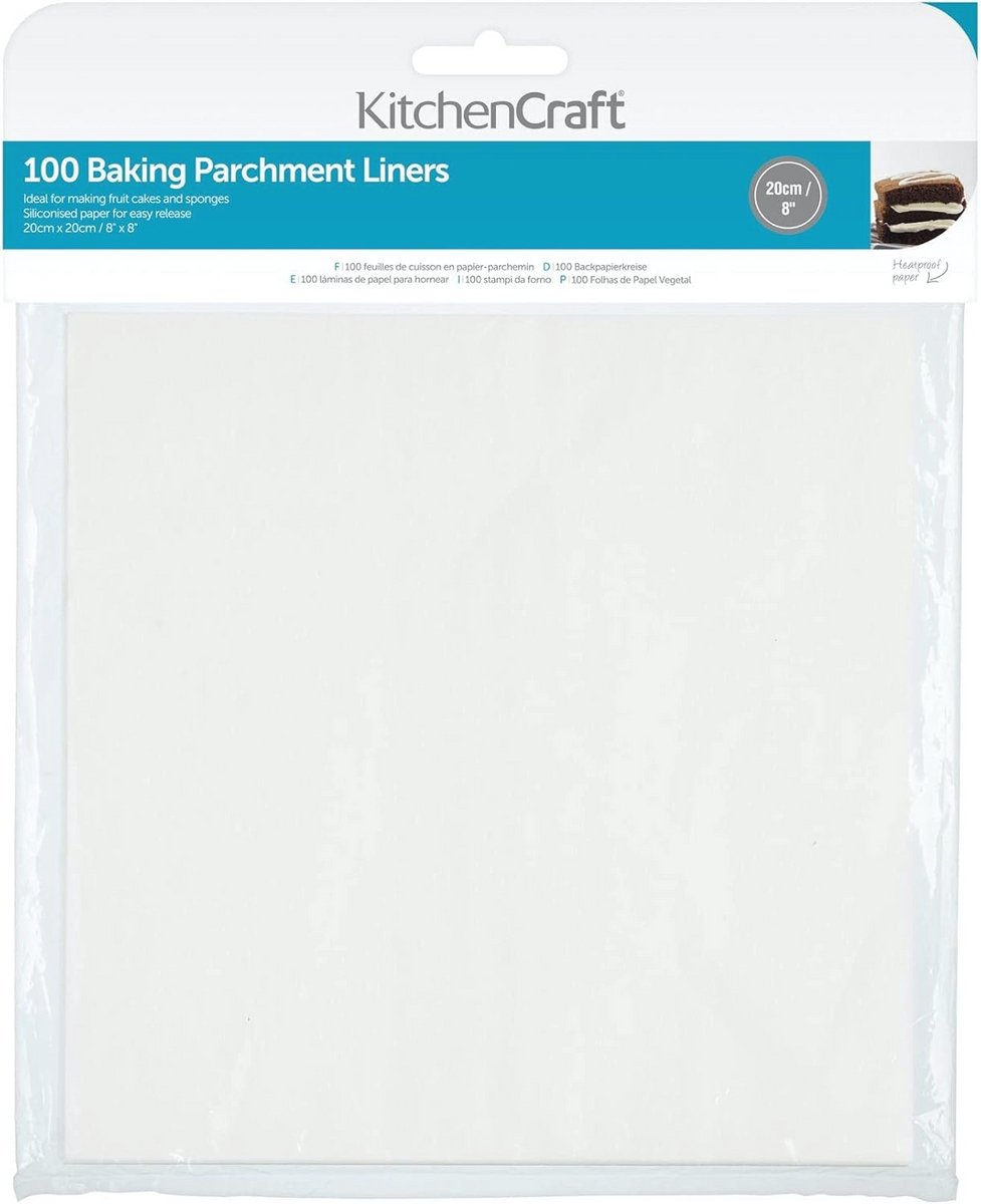 Vetvrij Bakpapier voor Bakken - Siliconen Bakpapier 20 cm Vierkant (100 Stuks)