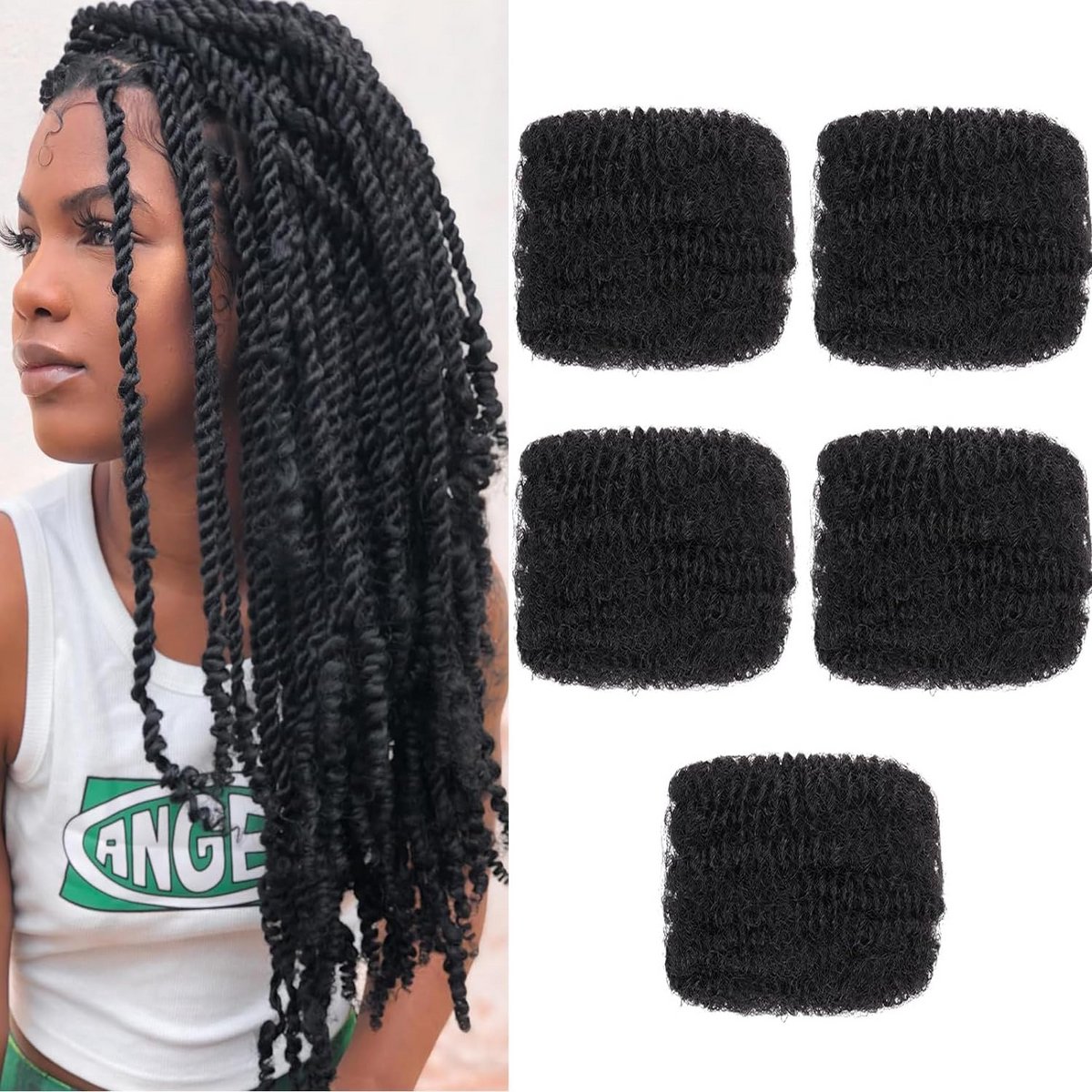 16 Inch Afro Kinky Krullend Vlechten voor Haar Extensies