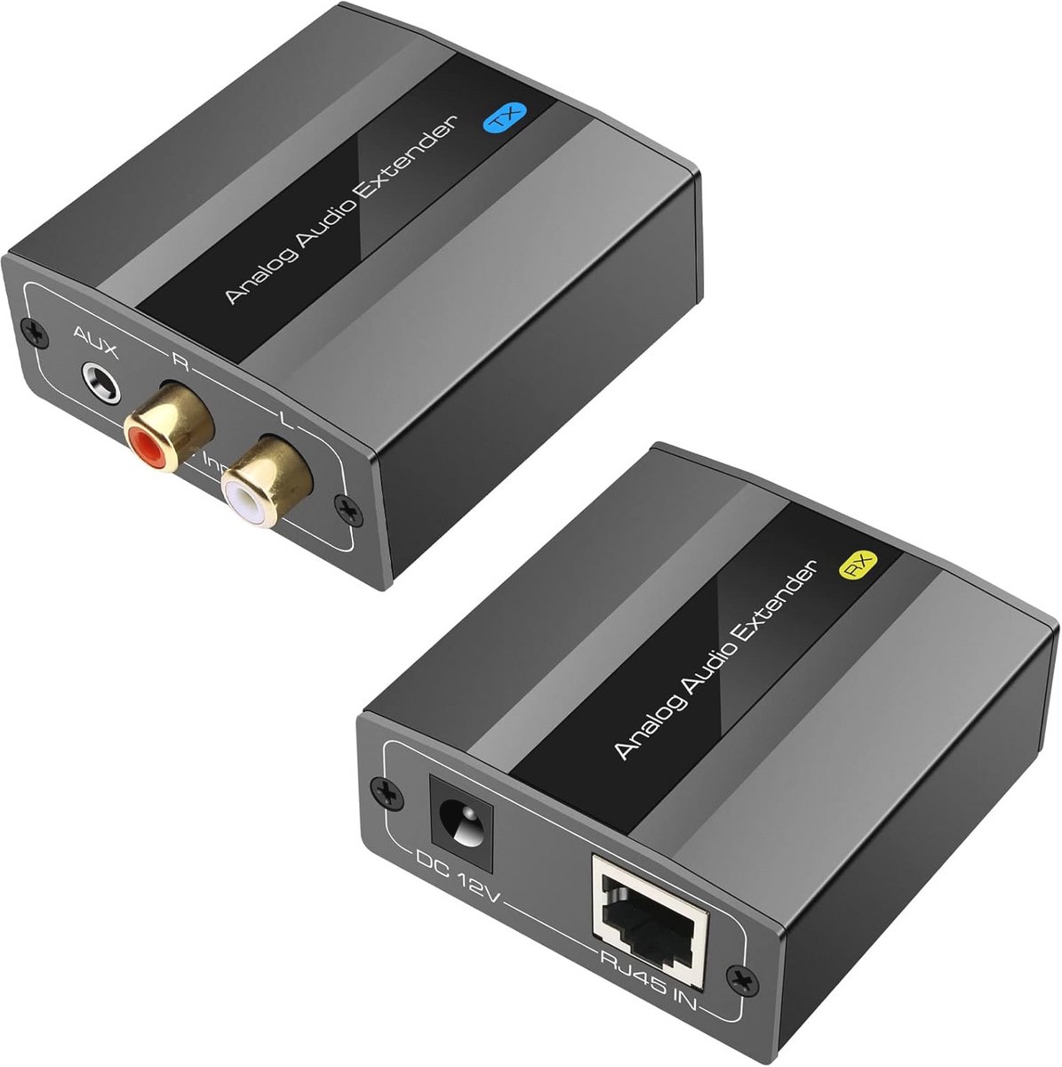 Analoge Audio Extender RCA 3.5 mm Stereo - Verleng RCA en AUX Geluidssignalen tot 1600 Meter