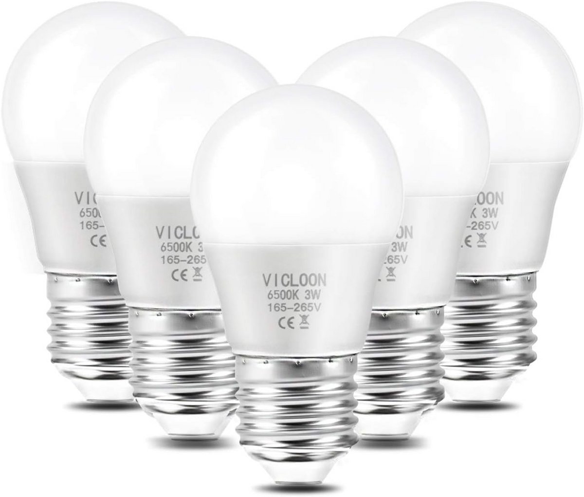 5 Stuks E27 LED Lampen G45 - 3W Vervangt 25W Gloeilamp - 280 Lumen - 6500K Wit Licht - Niet Dimbaar