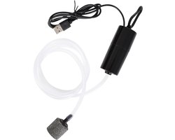 Ynkkvre - Mini-zuurstofpomp - Luchtpompje Aquarium - Waterpompen - Geluidsarme koperen rotor - USB-voeding voor powerbanks en auto - Energiezuinig 1W verbruik - Inclusief slang & luchtsteen - Geschikt voor aquaria tot 100 liter