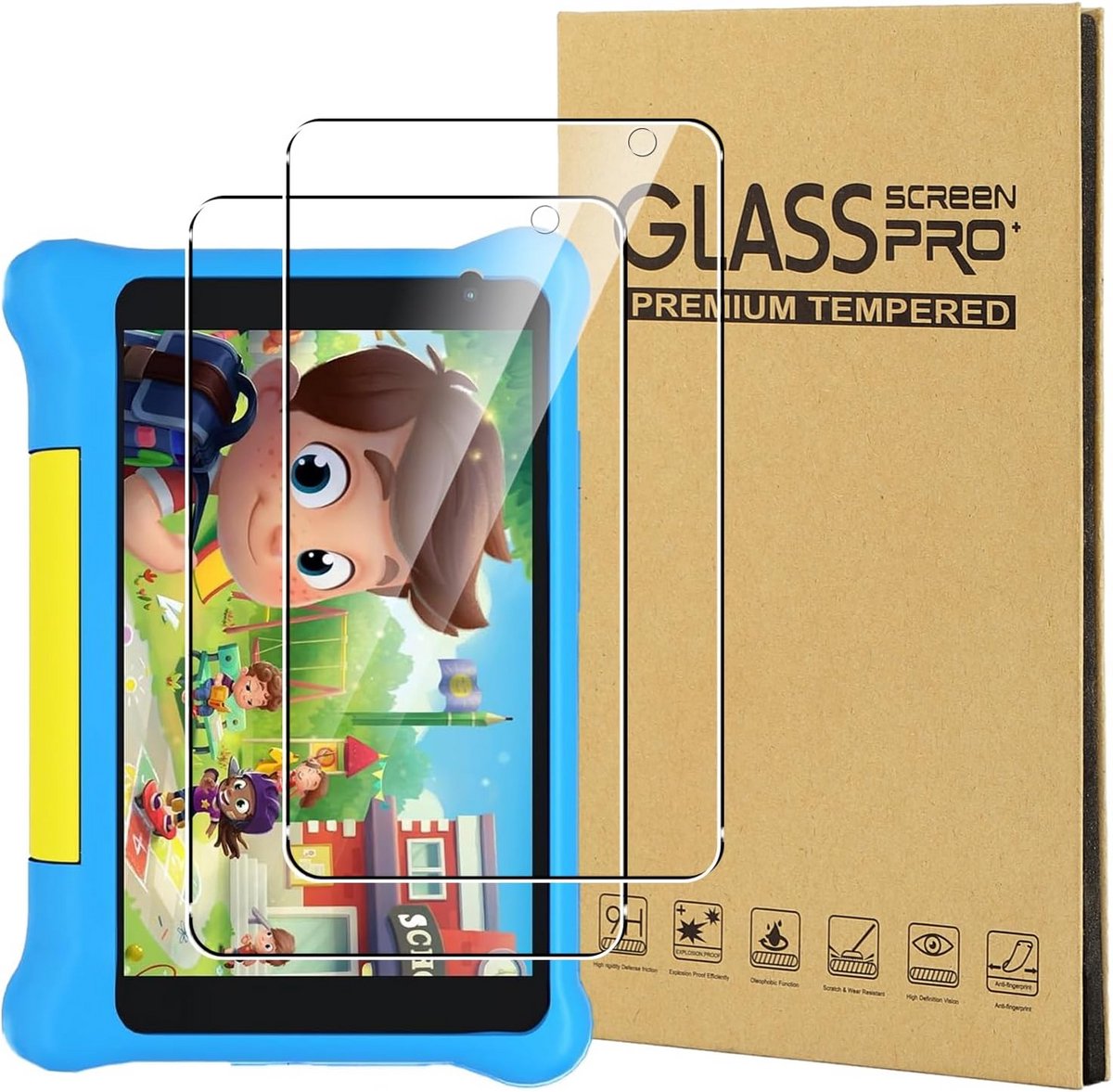 2 stuks Screenprotector voor 7 inch Kindertablet Gehard Glas 9H Krasbestendig