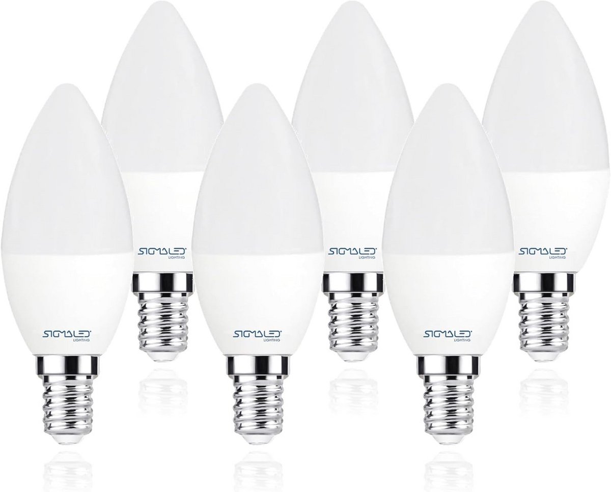 E14 LED Lamp 6W - Warm Wit Licht (2800K) - 550 Lumen - Kaarsvormige Gloeilamp - Verpakking van 6