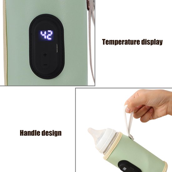 18W draagbare fleswarmer, snelle verwarming fleswarmer, instelbare temperatuur USB fleswarmer voor huis, familie, reizen, groen, draagbare fleswarmer, reizefleswarmer, fleswa — afbeelding 3
