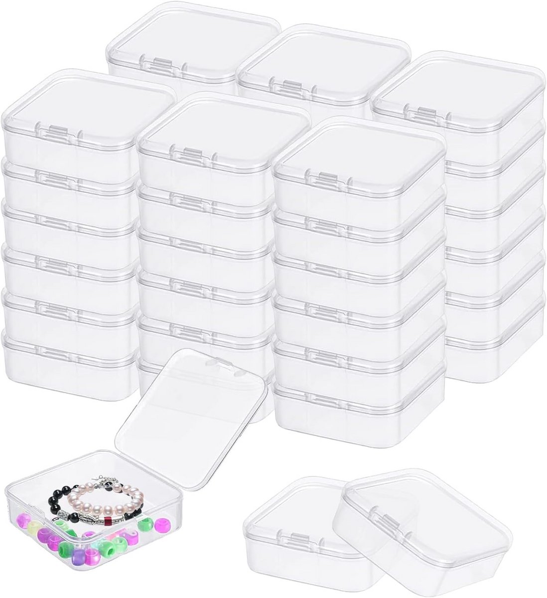40 Stuks Kleine Kunststof Dozen - Herbruikbaar en Transparant voor Sieraden en Ringen