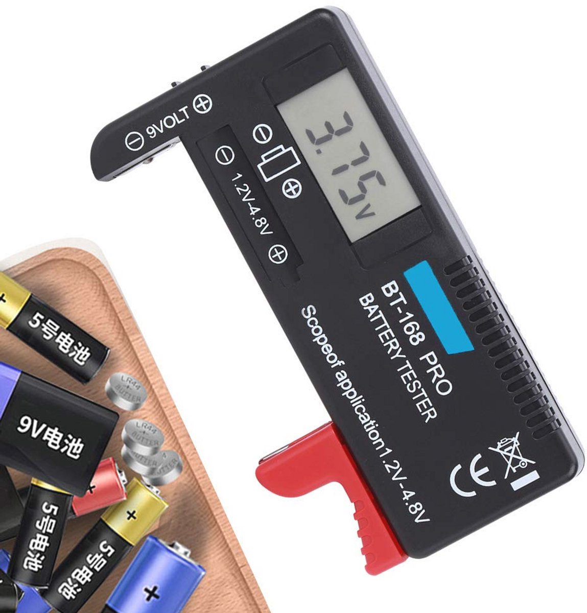 Digitale Batterijtester voor AA, AAA, 9V en Knoopcellbatterijen - LCD Capaciteit Checker
