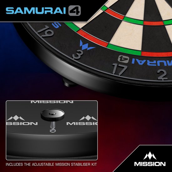 Mission Samurai 4 Graphite - Professional Dartbord van Mission — afbeelding 5