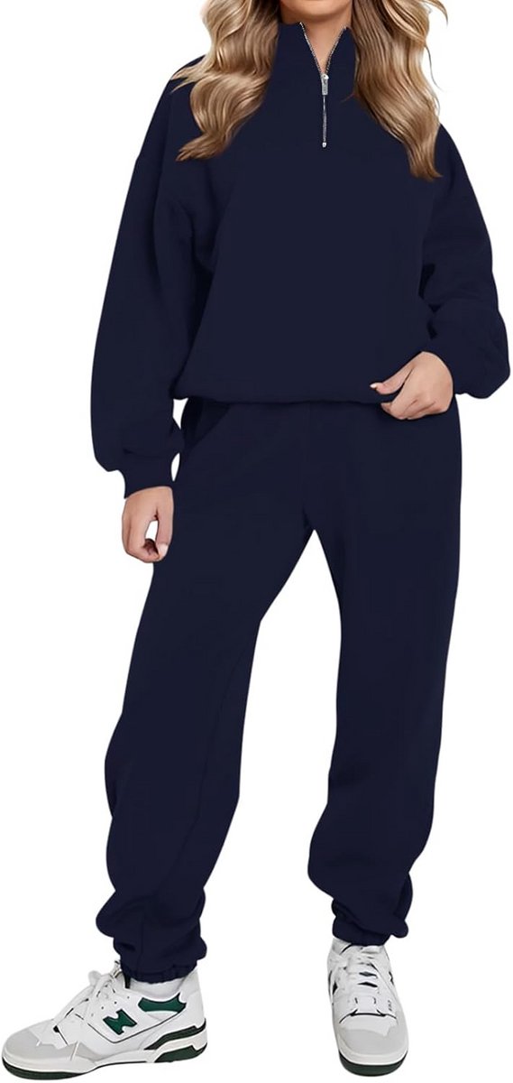Warme Tweedelige Lounge Wear Set voor Dames met Fleece Voering