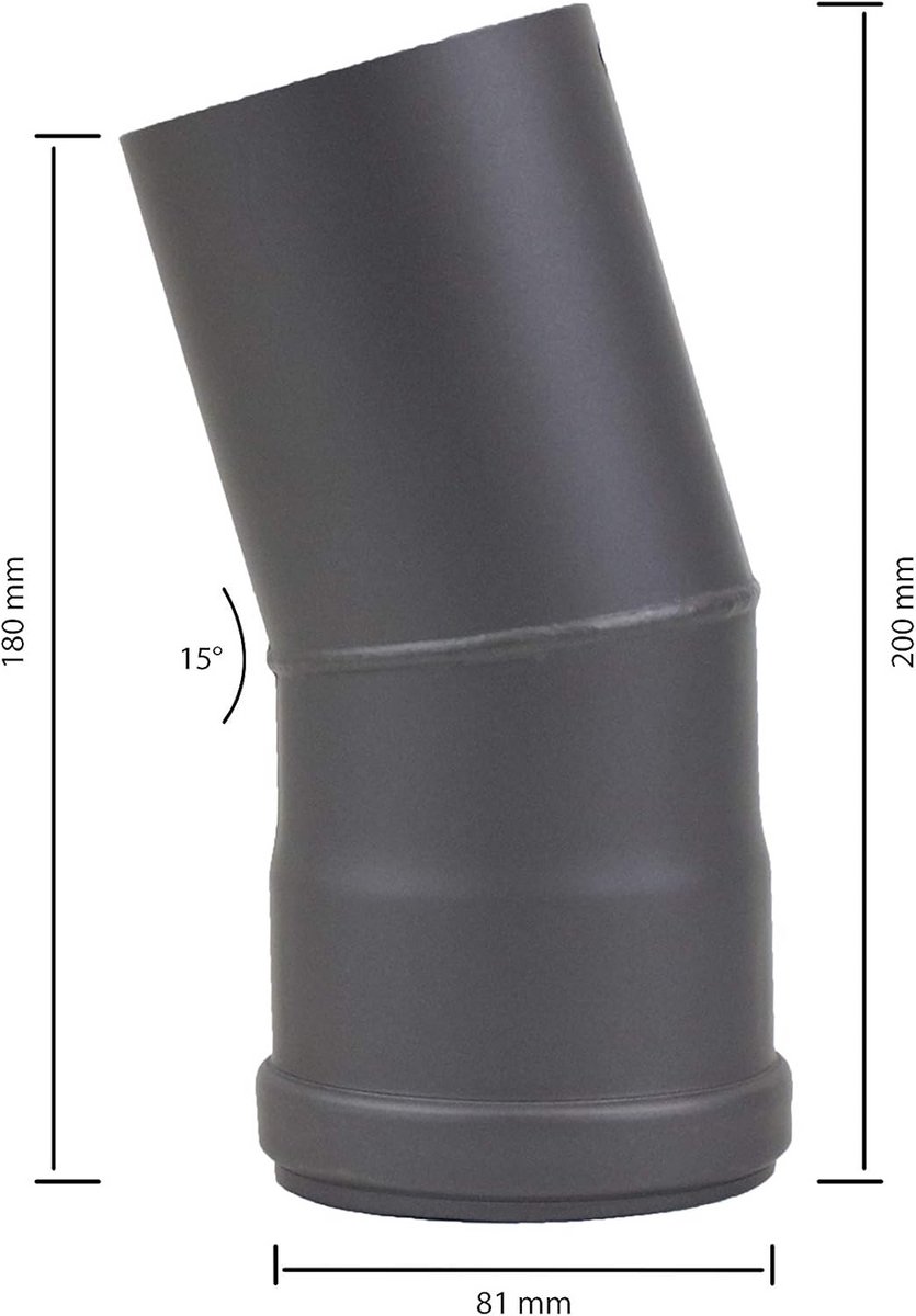 Pellebuis boog 15° - Diameter 80 mm - Inclusief siliconen afdichtring