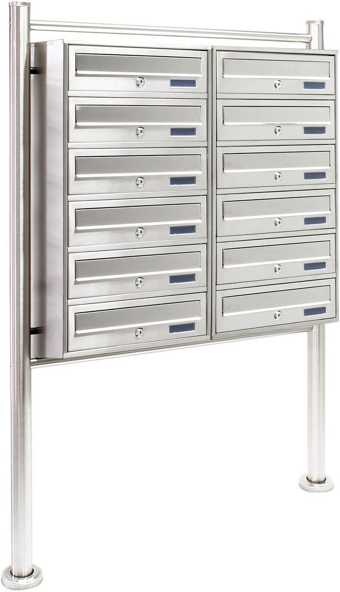 Stalen Mailboxsysteem met 12 Brievenbussen - Staand Model