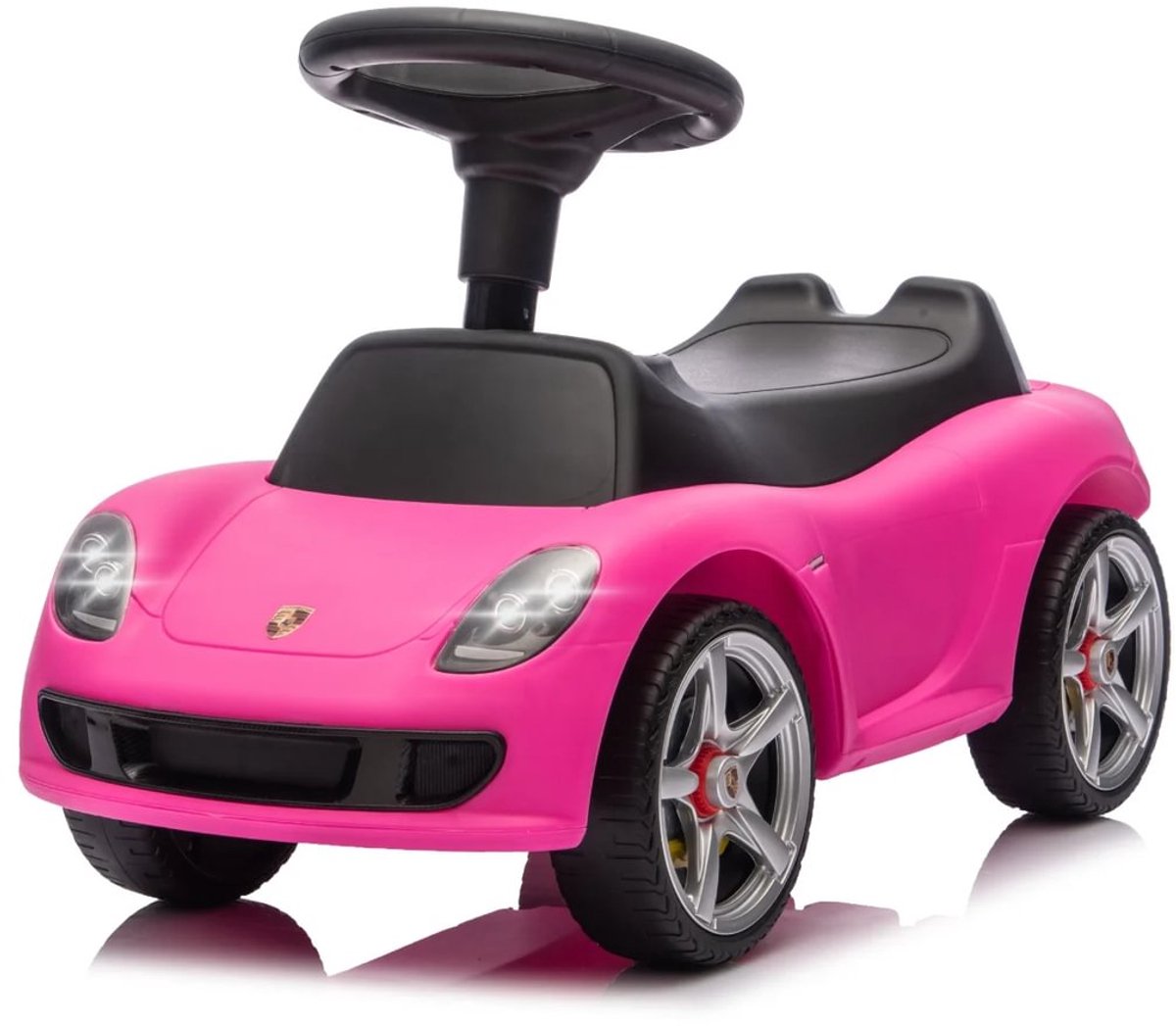 Porsche Carrera GT Loopauto 1 tot 3 jaar – Officieel Gelicentieerde Luxe Loopwagen met Verstelbare Duwstang – Babyauto met LED Koplampen & Claxon – Zwart