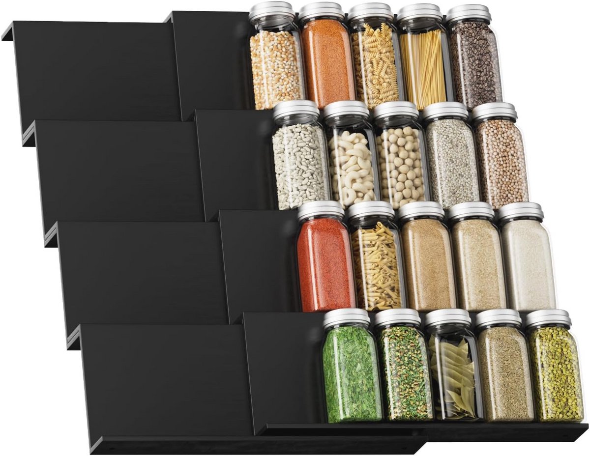 Set van 8 Uittrekbare Kruidenrekken voor Lade – Keuken Organizer voor Kruiden