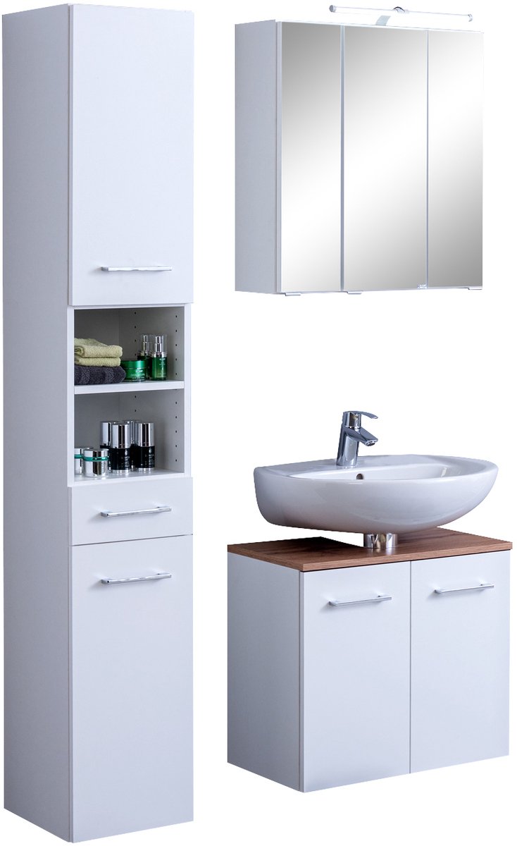 Held Möbel 3-delige onderbakset 90 cm Paris wit wit 90x200x35 cm