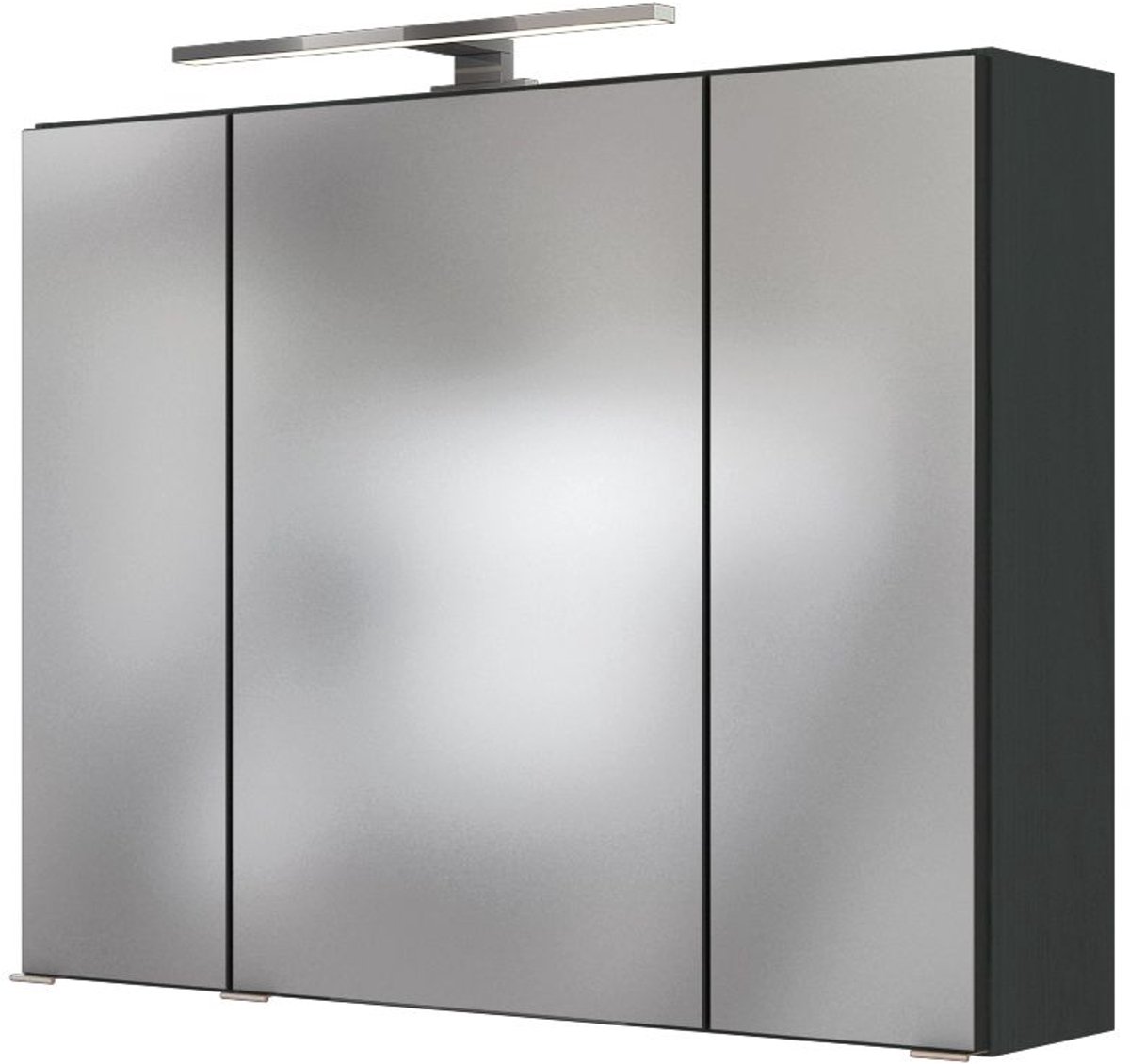 Spiegelkast Kornel/Luna 80cm 3 deuren & ledverlichting - grafietgrijs - Held - Medicijnkastjes - Grijs - Spaanplaat - Medicijnkastjes -