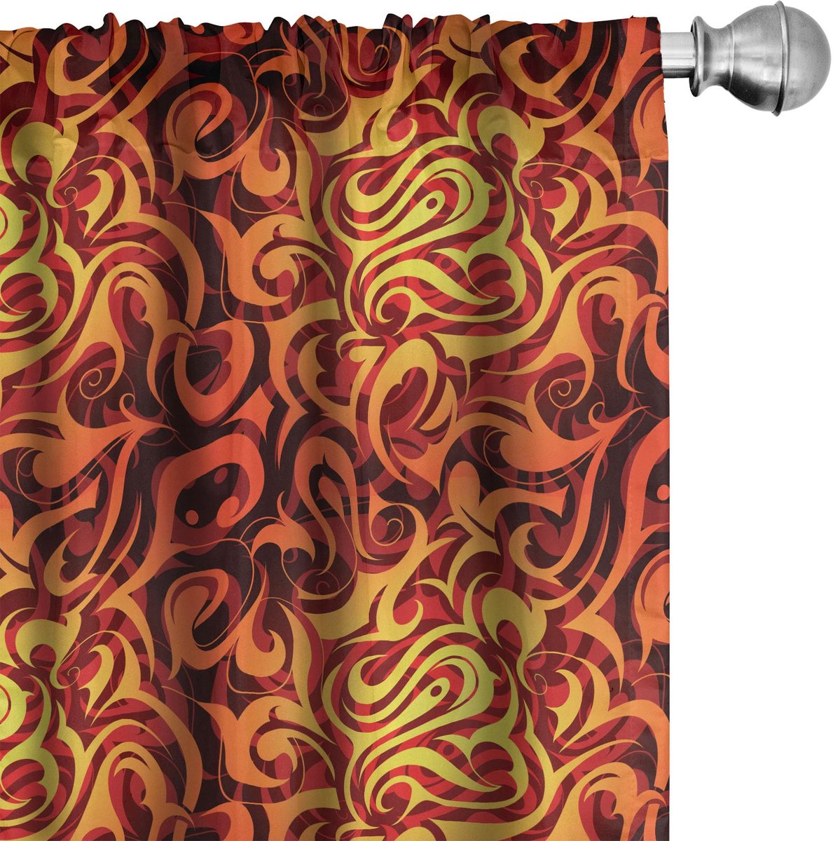 ABAKUHAUS Abstrakt Gordijnen – 2x75x225 cm – Microvezel – Halfdonker Geel Oranje Zwart