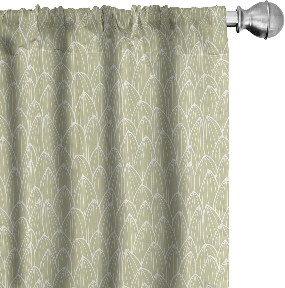 ABAKUHAUS Gordijnen – Gedempte kleuren – 2-delige set 75x175 cm – lichtgroen-wit Hellgroen Wit