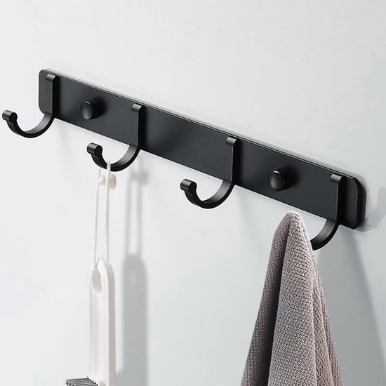 Vitdipy - Kapstok - Wandkapstok - 4 Haken - Muur Kapstok Hangend - RVS - Handdoekrek - 29 cm - Zwart — afbeelding 5
