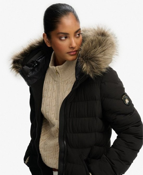 Superdry - Fuji Lange Jas Met Bontkap - Dames - Gewatteerde jassen