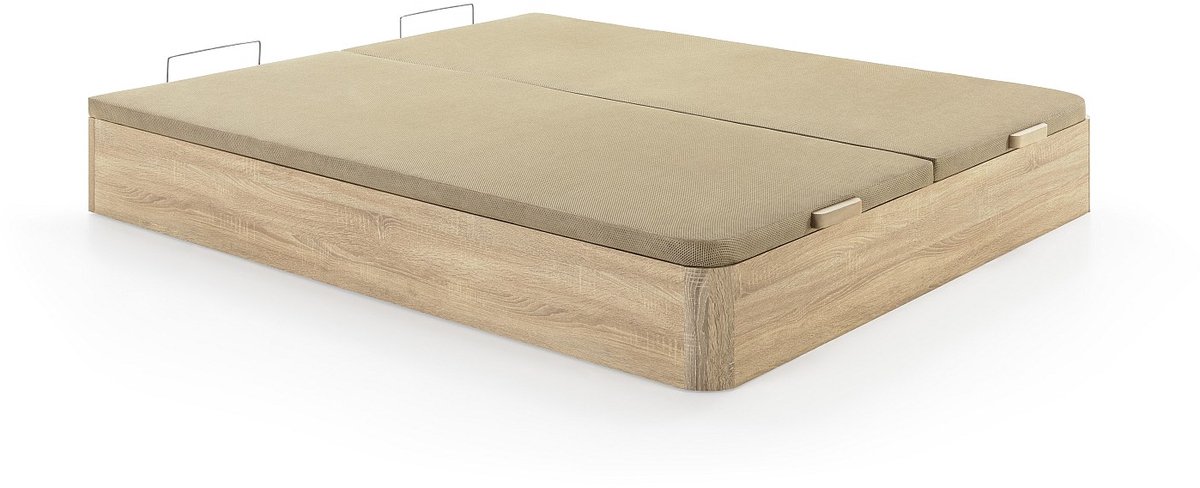 Vente-unique Set 180 x 200 cm bedbodem met opberruimte kleur licht naturel + pocketvering matras 7 zones geïntegreerde topper en bamboe tijk dikte 26cm - MIREZA van NATUREA