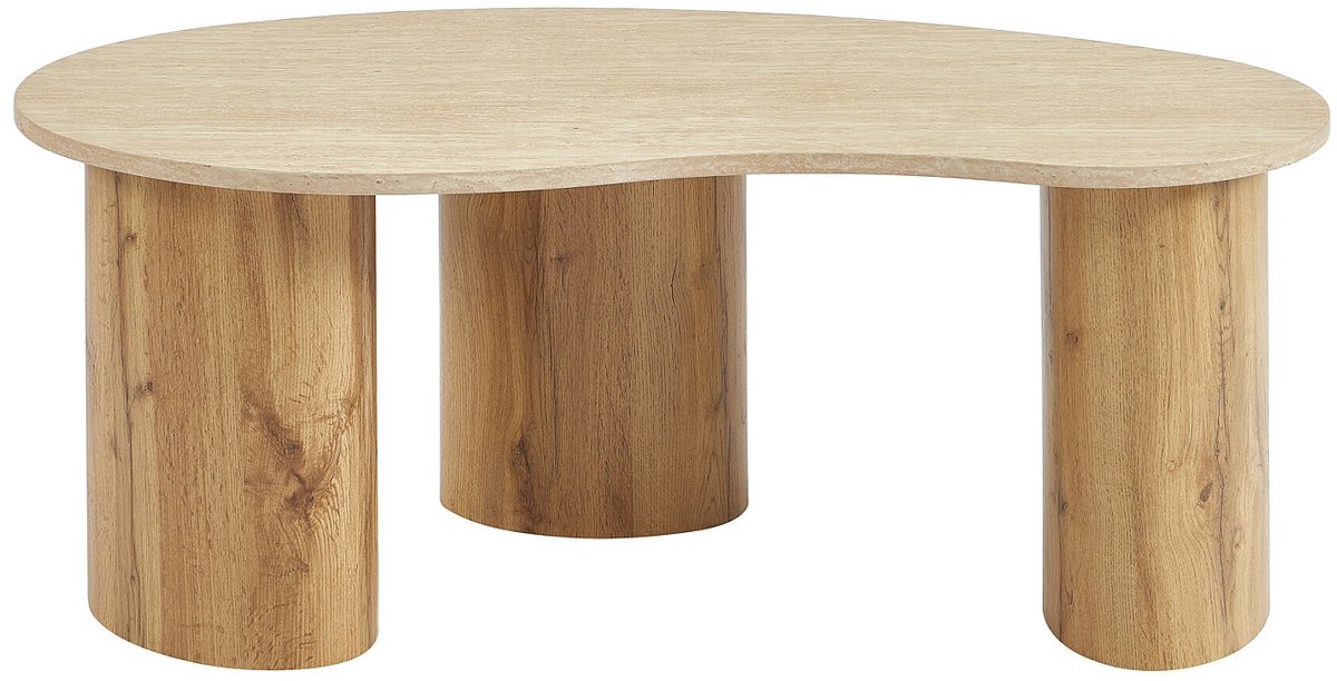 Vente-unique MDF-salontafel met travertijn-effect in Beige en licht naturelkleur - ALOZYA