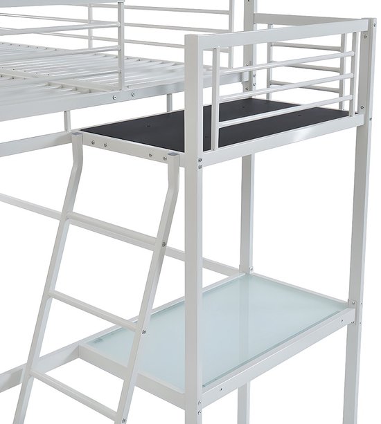 Vente-unique Hoogslaper metaal wit 140 x 190 cm CASUAL