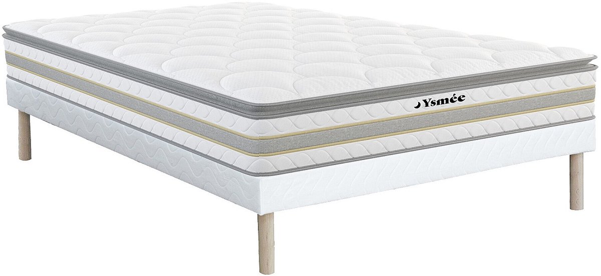 Vente-unique Set bedbodem + matras met pocketveren en geïntegreerd dekmatras CANTERBURY van YSMEE - 160 x 200 cm