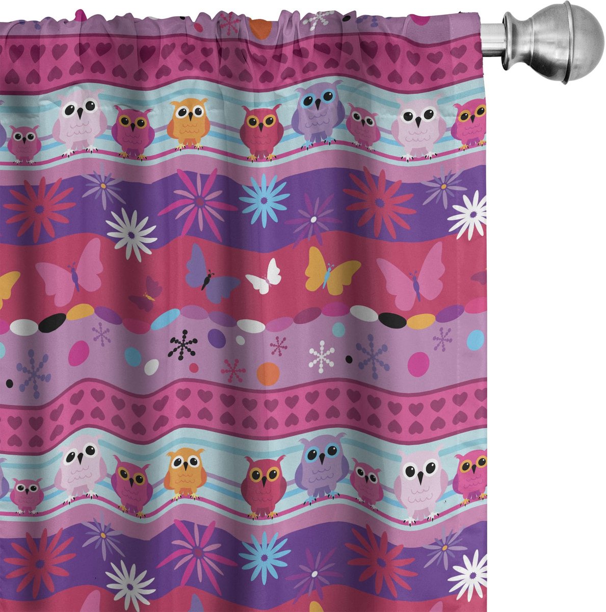 ABAKUHAUS – Uil gordijnen – 2-delig set 75x225 cm – multicolor