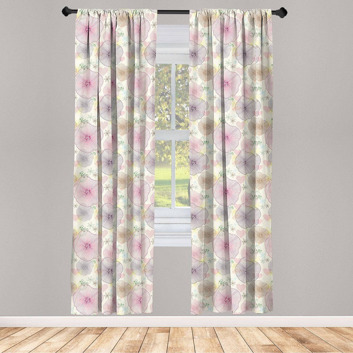 ABAKUHAUS Gordijnen – Geometrische Petals Dots 75x245 cm – 2-delige set