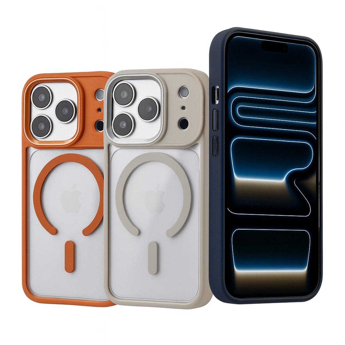 Goxn - Telefoonhoesje geschikt voor iphone 17 pro - transparant achterkant - Magsafe - Beige