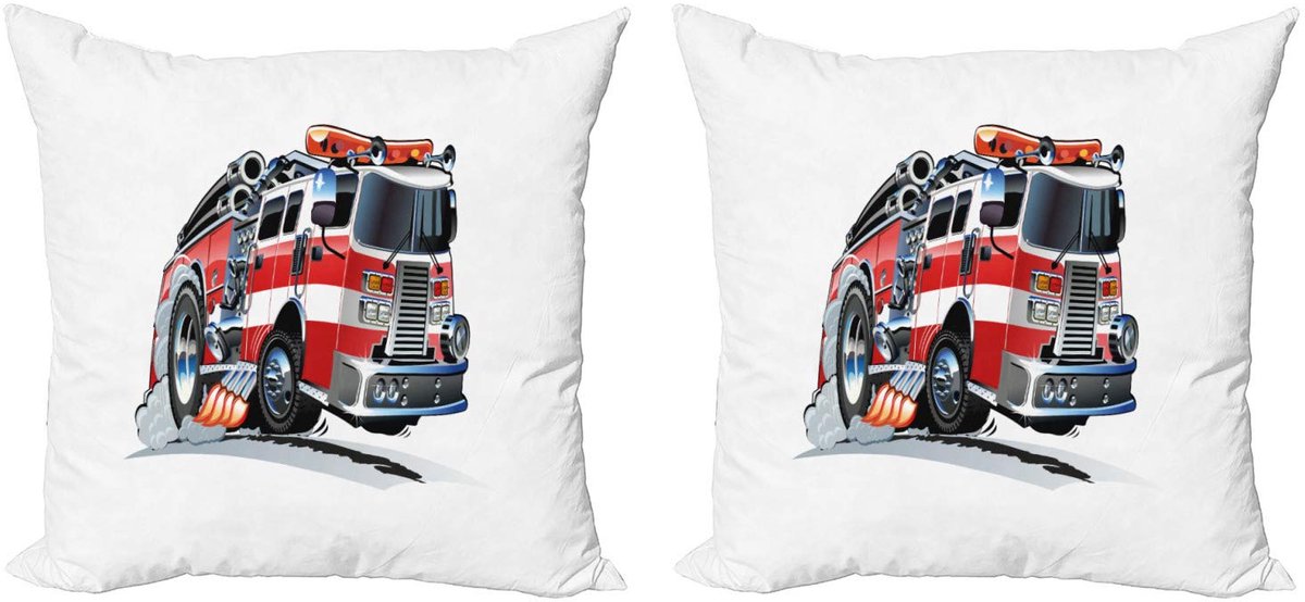 ABAKUHAUS Kussenhoes Set – 2x60x60 cm – Dubbelzijdig digitaal bedrukt – Rits – Babyblauw/Scarlet