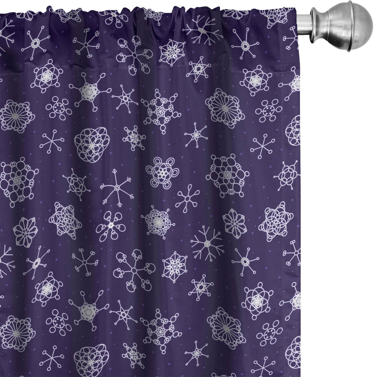 ABAKUHAUS Sneeuwvlok Voorhangen – 2x75x175 cm – Mikrofaser – Indigo/Lila