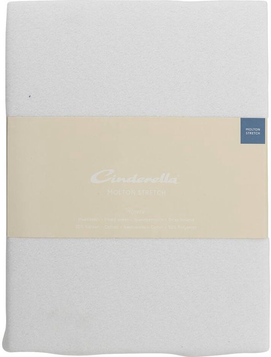 Cinderella Hoeslaken - 2 Persoons - Polyester - Molton - 180x200/210 cm - Tot 15 cm hoog - Wit