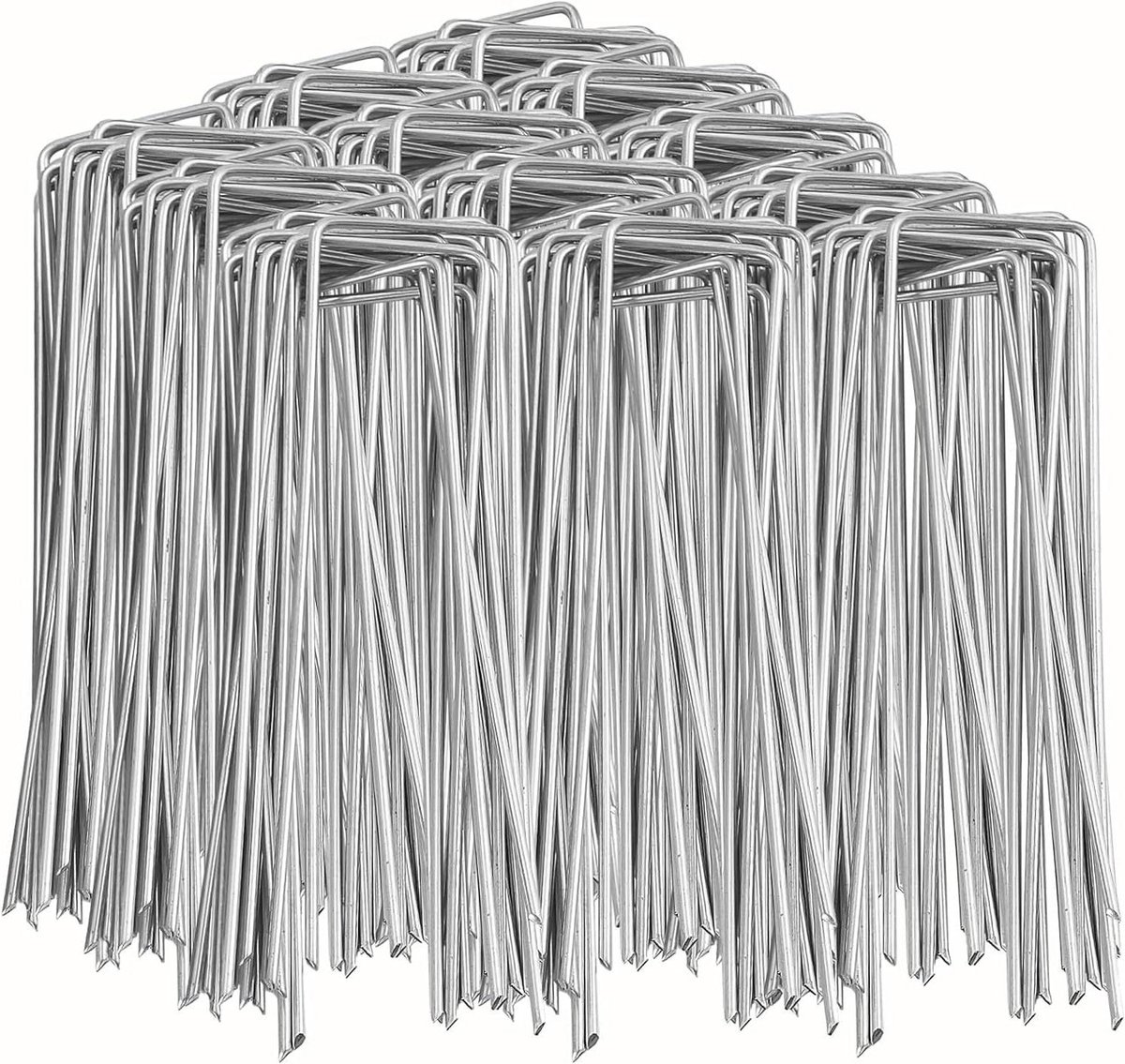 100 Stuks U-vormige Tuinpalen van Gegalvaniseerd Staal voor Onkruidbarrière en Decoratie