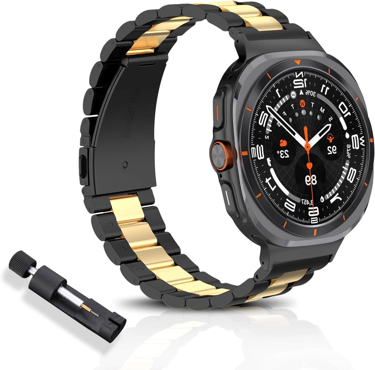 Cosensi - Metalen Horlogeband voor Smartwatch 47mm, Roestvrij Staal