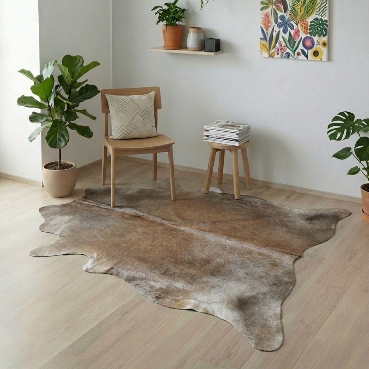 Koeienhuid Vloerkleed - Effen / Solid / 0186 - 213 x 176 cm - Koeienkleed / Koeienvel / Dierenvel / Dierenhuid / Koehuid Tapijt