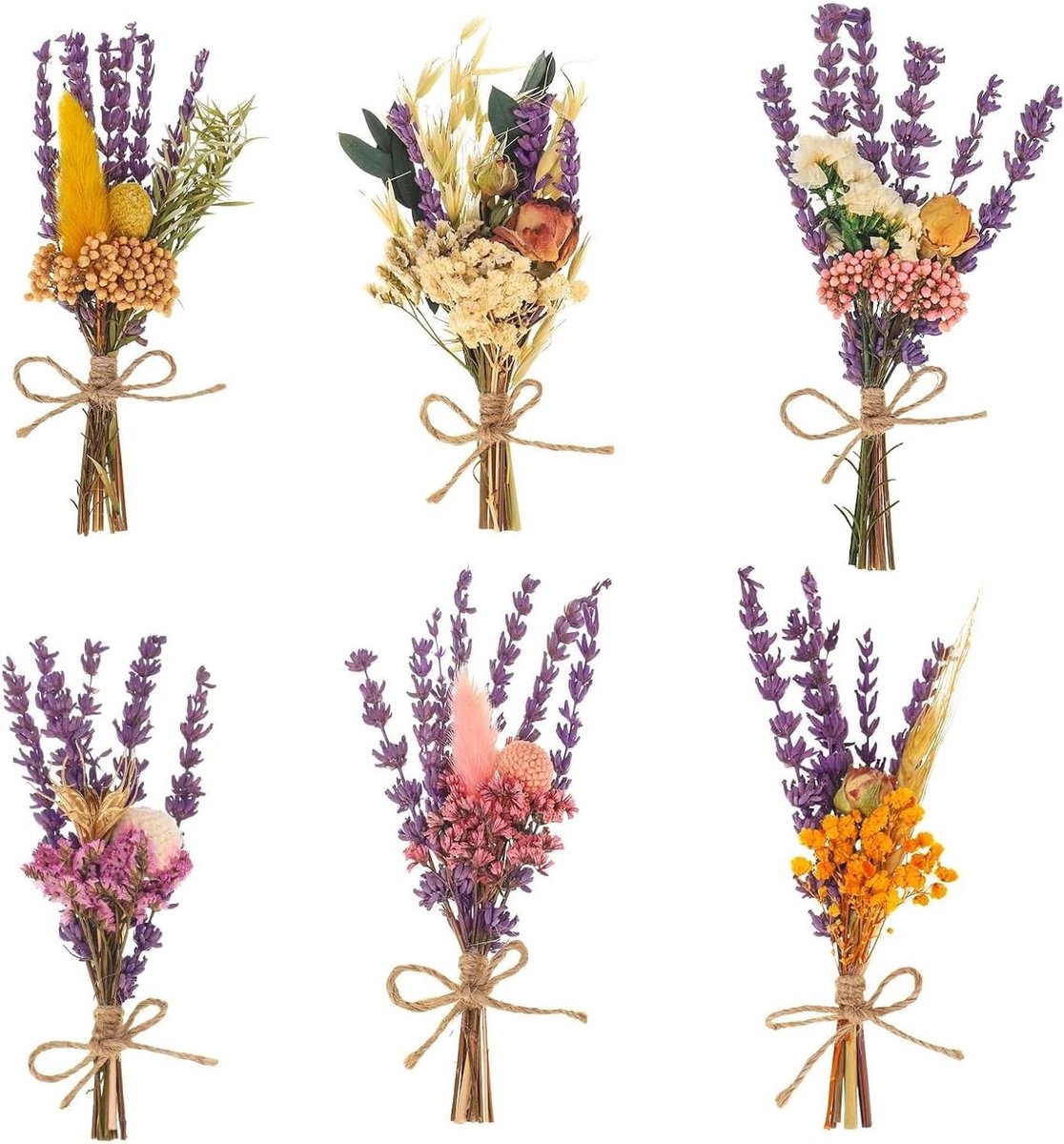 Cosensi - Droogbloemen boeket voor knutselen en decoratie in paarse tinten, geconserveerd en natuurlijk - Flora DIY