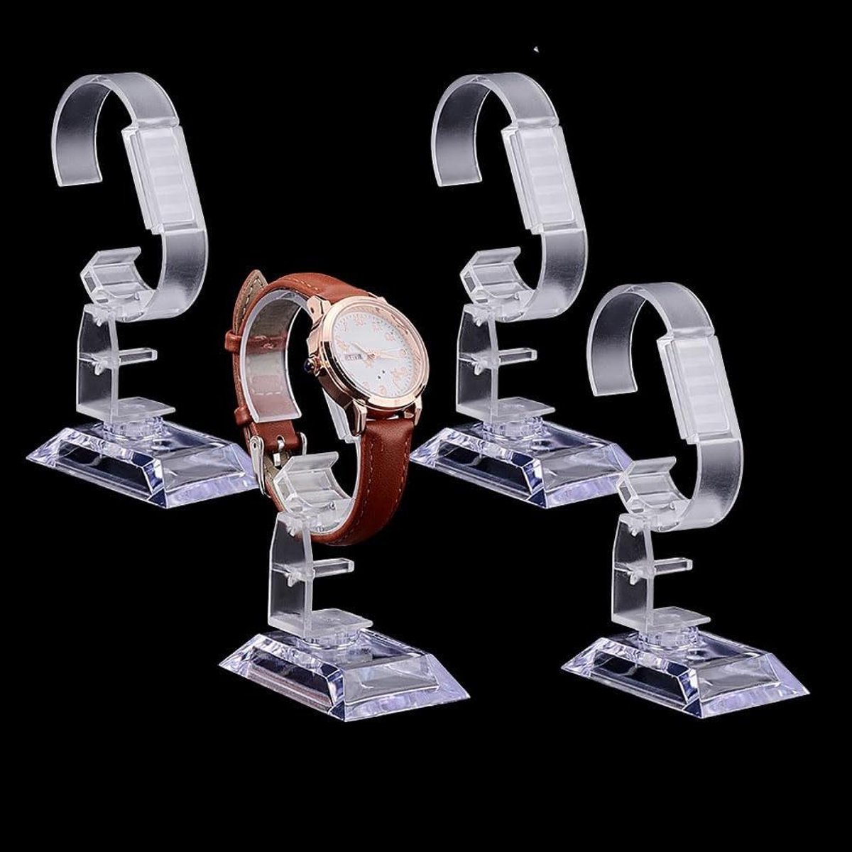 Clear horloge display stand voor 4 horloges - acryl armband display rack voor mannen en vrouwen - sieradenhouder voor winkels en beurzen