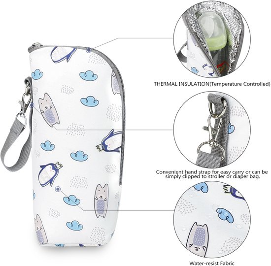 2 Stuks - Melkfles Warmhouder - Melkfles Tas - Thermotas - Isolatietas voor Babyfles - Draagbare Moedermelk Opslag - Fles Warmer Onderweg - 8x7x22 cm - Wit — afbeelding 4